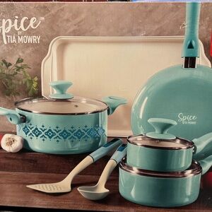 Spice by Tia Mowry 10 piece Turquoise Cookware Set